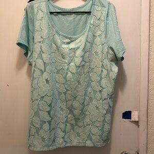 Lane Bryant Mint Green Floral Lace Top